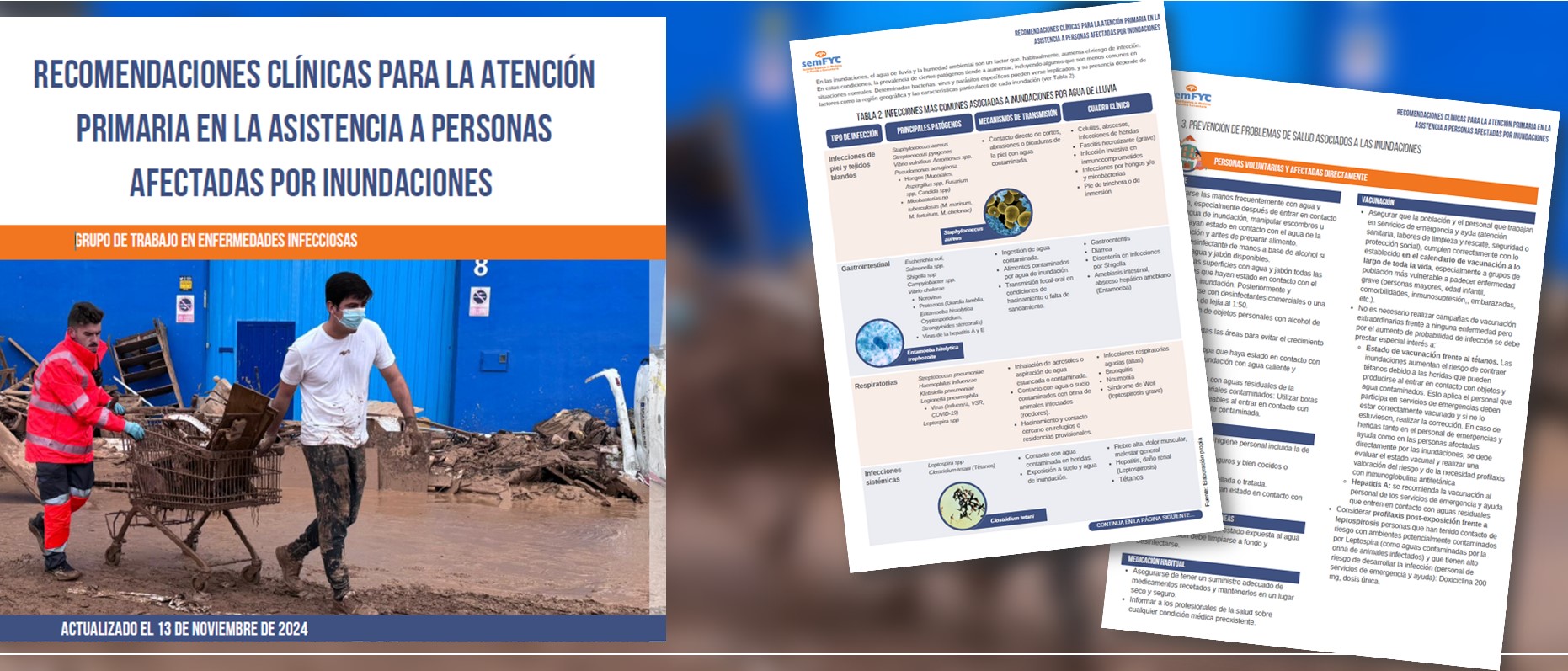 El Grupo de Trabajo de Enfermedades Infecciosas de la semFYC advierte sobre el impacto de las inundaciones en la salud pública a corto, medio y largo plazo